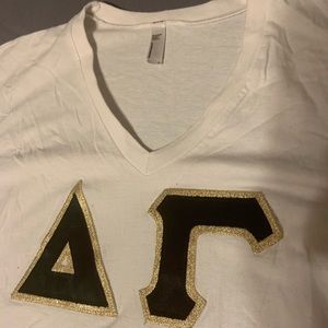 White Delta Gamma Short Sleeve Letters Size M